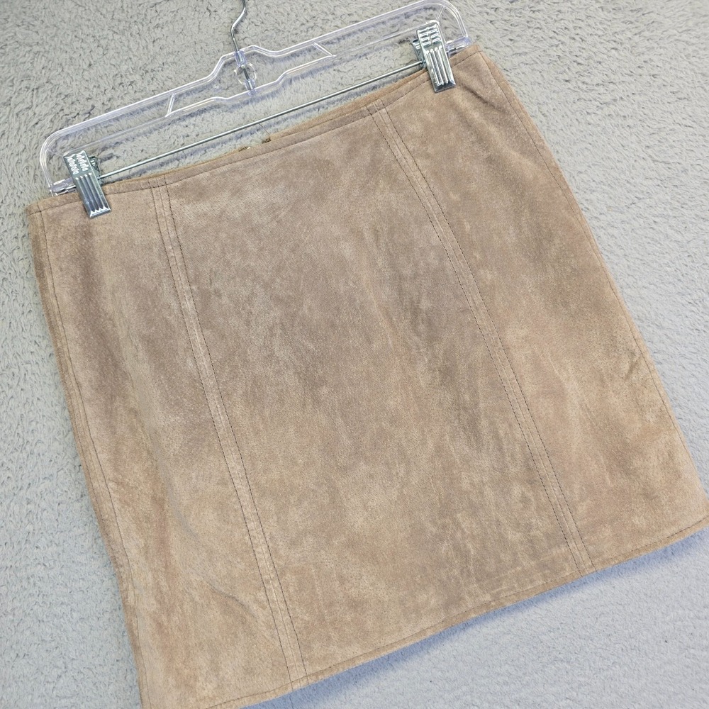 Blank NYC Suede Mini Skirt Womens 27 Beige Leather Party Cocktail Western Boho